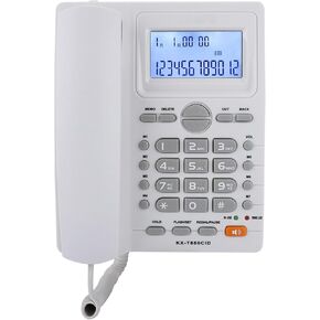 الهاتف المحبوب ، مجموعة تمديد Dualport Telephed مع عرض معرف المتصل وهاتف مكبر الصوت ، أزرار كبيرة الهاتف الأرضي لأعمال Office Business (أبيض)