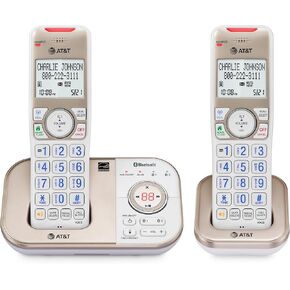 AT&T Landline Phones for Home with Answering Machine, DECT 6.0 3 Handsets Bluetooth Expandable, Smart Call Blocking, Caller ID, Intercom and Bluetooth Connect to Cell: BL3112-3 (Champagne Gold/White)