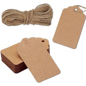 Kraft Paper Gift Tags with String, 40 Pcs, Ideal for Price Tags, Clothing Labels, Weddings, Birthdays and Parties