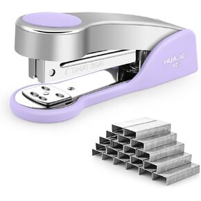 Temiary Metal Desktop Stapler with 2000 Staples Standard, 25 Sheet Capacity, Jam Free, Reduced Effort, for Desk Classroom Office Supplies (Purple)