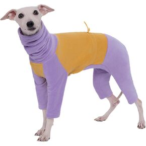 Italian Greyhound Whippet Clothes, Warm Fleece Turtleneck Sweater, Calming Hoodie Dog Onesie (X-Large)