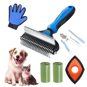 Grooming Brush Dog & Cat ، الحيوانات الأليفة ، Glooming Dog ، مجموعة Cat Grooming ، Premium ، احصل على 7 منتجات مع شراء فرشاة مزدوجة مذهلة