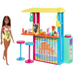 FashionFritz & Little Bitz Dark Hair & Skin 12" Fashion Doll & Beach Shack Playset Bundle - Bundle Includes one 12" Beach Doll & one Beach Shack playset