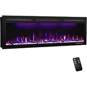 Electric Fireplace, 45 inches Fireplace Recessed, Recessed Fireplaces Insert with Overheating Protection, Adjustable Realistic Flame, and Remote Control & Touch Screen