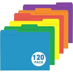 مجلد الملفات ، Herkka 120 Pack 1/3 Cut Tab File ، مجلدات ملفات ملونة رائعة لتنظيم وملفات ، حجم الحروف ، 6 ألوان
