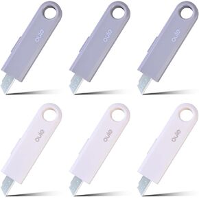 6 PCS Cute Box Cutter, Candy Color Retractable Letter Opener, Small Box Opener Package Opener, Multi-Function Utility Knives Suitable for School Office Supplies, DIY Crafts with Key Chain Hole