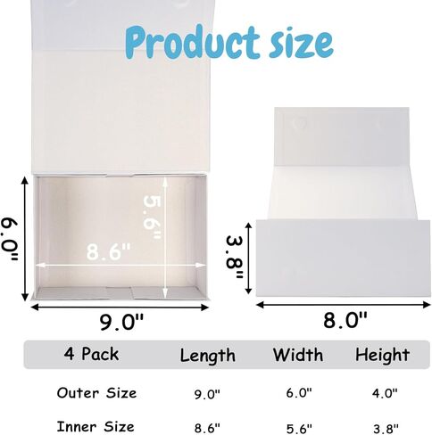 Schliersee 8x8x8 Gift Box with Lids Magnetic Closure Set of 4, Black Square Gift Wrap Boxes for Wedding, Birthday in Kuwait