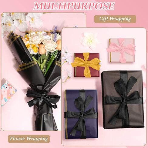Tidponra Bouquet Wrapping Paper Kit Includes 100 Sheets Flower Wrapping Paper, 24 Butterflies, 100 Crystal Pins and 3 Silky Ribbon for DIY Flower Bouquet in Saudi Arabia