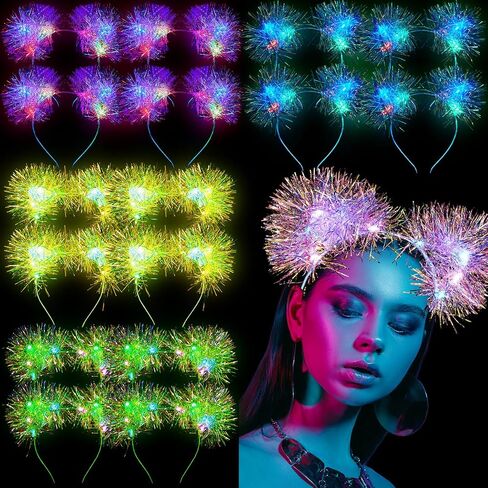 Juexica 16 Pieces Light up Cat Ears Headband with Color Change Light up Headband LED Cat Headband Rave Hair Accessories for Women in Kuwait