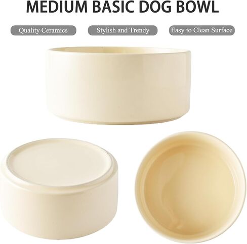 6'' Ceramic Dog Bowl - Glossy Glaze Basic Dogs Food & Water Bowl for Small and Medium Dogs, Heavy Duty Non-Slip Dog Dish, Food Grade Pet Feeder, Dishwasher & Microwave Safe, White in Saudi Arabia