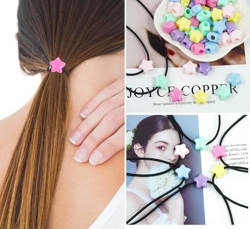 Wavlakth 1510 قطعة من خرز الشعر بلون الحلوى للفتيات طقم ضفائر مع خيوط مطاطية مرنة، نجمة أكريليك على شكل قلب ميكي حبة ماوس رأس باستيل لطيف كاندي لأساور الشعر وصناعة المجوهرات in Kuwait