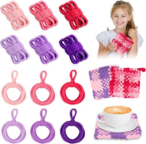 180 Pcs 10 Inch Potholder Loom Loops Pro Size Weaving Loom Refill Loops Colorful Loom Loops Extra Large Loom Knitting Loops For Kids Adults Gift DIY Kitchen Supplies Pink Purple Gradient Color in Saudi Arabia