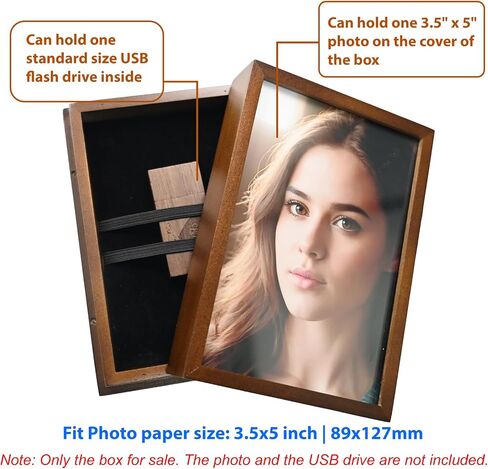 Wood USB Flash Drive Box - Fit 4x6'' Photo (Without USB Stick) in Kuwait