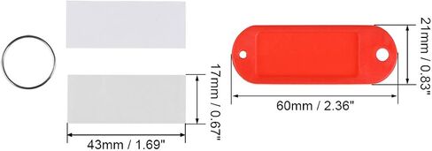 uxcell Plastic Key Tags with Split Ring Keychain ID Luggage Label Window 60x21mm, Black 10Pcs in Kuwait
