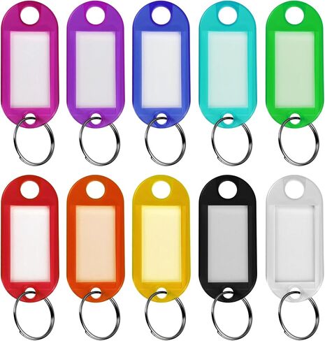 20 PCS Key Tags ، 10 لون متنوع من علامات المفاتيح مع حلقة ، علامات معرفات العناصر مع ملصقات ورقية فارغة (20) in Kuwait