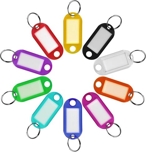 20 PCS Key Tags ، 10 لون متنوع من علامات المفاتيح مع حلقة ، علامات معرفات العناصر مع ملصقات ورقية فارغة (20) in Kuwait