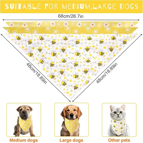3pcs Spring Summer Dog Bandanas Dropible Dog Dick Triangle Triangle Bandanas for Medium Carge Puppy Pet Decorations in Kuwait