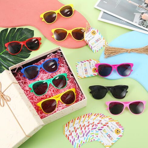 Kathfly 24 Pack End of the Year Student Gifts Preschool Kindergarten Graduation Gifts Kids Neon Sunglasses with Blessing Card in Saudi Arabia
