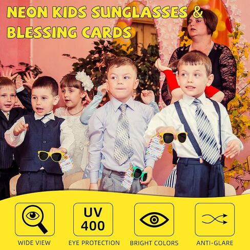Kathfly 24 Pack End of the Year Student Gifts Preschool Kindergarten Graduation Gifts Kids Neon Sunglasses with Blessing Card in Saudi Arabia