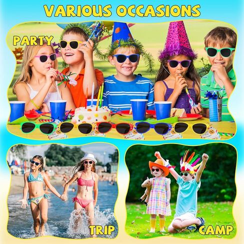 Kathfly 24 Pack End of the Year Student Gifts Preschool Kindergarten Graduation Gifts Kids Neon Sunglasses with Blessing Card in Saudi Arabia
