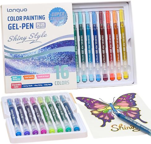 Glitter Gel Pen 24 Color, Vibrant Sparkle Gel Pens for Adult Coloring Books Drawing Doodling, 1.0mm Colored Gel Pens for Kids Adults DIY Birthday Cards in Saudi Arabia