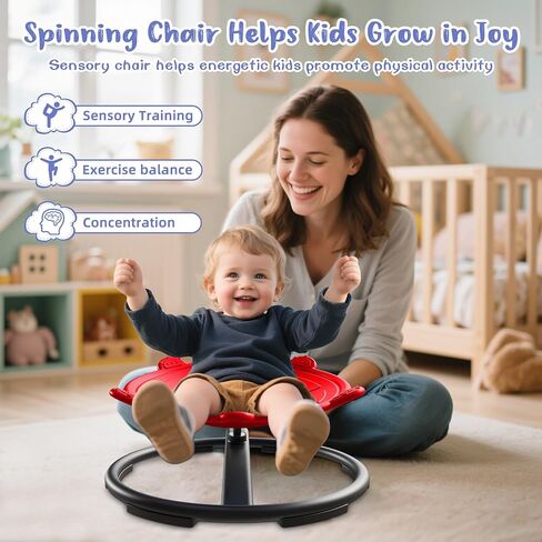 Spinning Chair for Autistic Kids, Autism Spinning with Metal Base & Non-Slip Design, Sensory Swivel Enhances Motor Skills, Sensory Swivel Chair with Non-Slip Design (Red) in Saudi Arabia