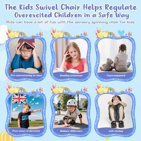 Spinning Chair for Autistic Kids, Autism Spinning with Metal Base & Non-Slip Design, Sensory Swivel Enhances Motor Skills, Sensory Swivel Chair with Non-Slip Design (Red) in Saudi Arabia