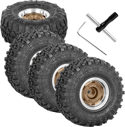 RC 1.0 بوصة Beadlock Aluminium Aluminium Wheels Rim Rim for 1/24 1/18 AXIAL SCX24 TRX4M RC CRAWLER CAR.4PCS （البرونز) in Kuwait