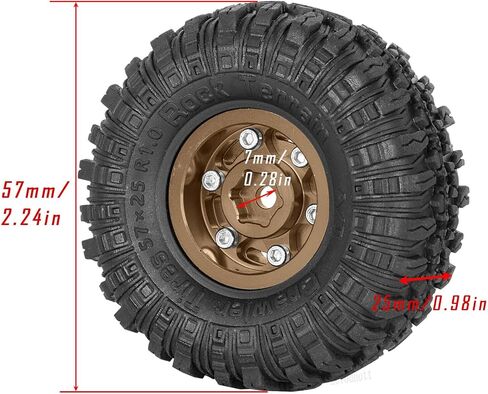 RC 1.0 بوصة Beadlock Aluminium Aluminium Wheels Rim Rim for 1/24 1/18 AXIAL SCX24 TRX4M RC CRAWLER CAR.4PCS （البرونز) in Kuwait