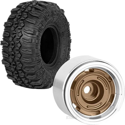 RC 1.0 بوصة Beadlock Aluminium Aluminium Wheels Rim Rim for 1/24 1/18 AXIAL SCX24 TRX4M RC CRAWLER CAR.4PCS （البرونز) in Kuwait