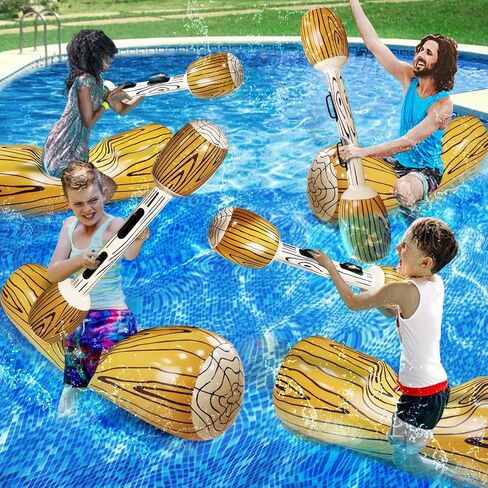 8 Pcs Jumbo Inflatable Floating Row Toys Pool Games for 4 Players Pool Toys for Adult Kids Teens, Extra Large Size Ride-on Battle Logs Pool Floats Family Summer Swimming Pool Party Water Sports Supply in Saudi Arabia