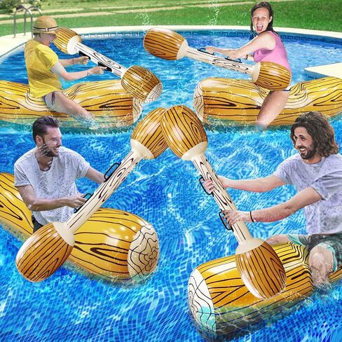 8 Pcs Jumbo Inflatable Floating Row Toys Pool Games for 4 Players Pool Toys for Adult Kids Teens, Extra Large Size Ride-on Battle Logs Pool Floats Family Summer Swimming Pool Party Water Sports Supply in Saudi Arabia