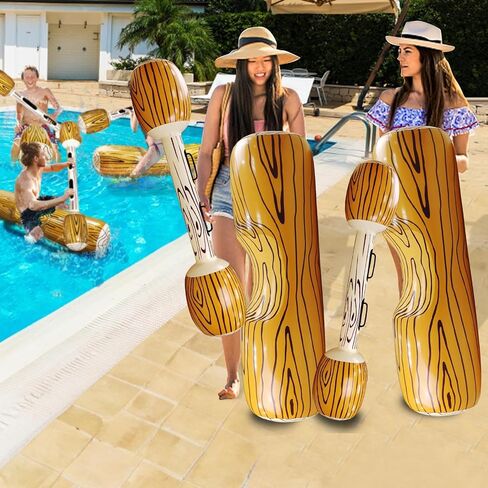 8 Pcs Jumbo Inflatable Floating Row Toys Pool Games for 4 Players Pool Toys for Adult Kids Teens, Extra Large Size Ride-on Battle Logs Pool Floats Family Summer Swimming Pool Party Water Sports Supply in Saudi Arabia