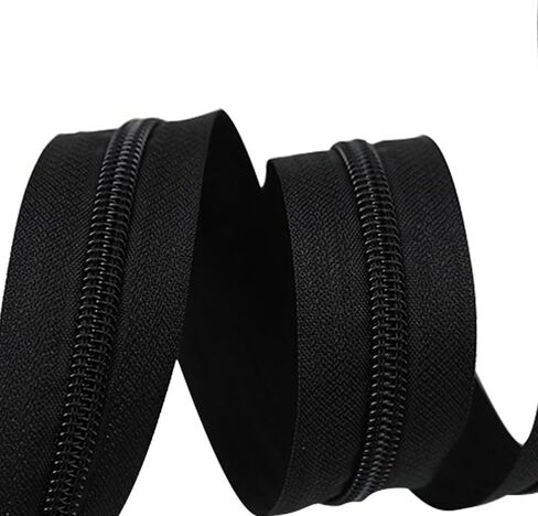 YIEN-SmallBB Metallic Nylon Coil Zippers #5 10 Yards Sewing Zippers Bulk DIY Zipper by The Yard Bulk with 20PCS Zipper Slider for DIY Sewing (Anti-Brass Teeth Black Tape) in Kuwait