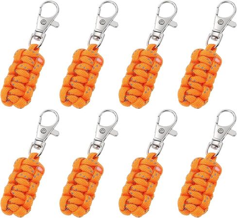 YELARXI Paracord Zipper Pulls, Reflective Polyester Zipper Pulls Woven Rope, 80 mm Length Fit for Backpack Clothing Luggage Accessories - Cylinder (8 Pack, Orange) in Saudi Arabia