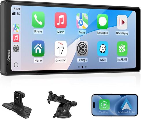 Carpuride W603D Motorcycle GPS Carplay Screen, Wireless CarPlay & Android Auto for Moto, with HD 1080P Dual Cameras, Remote Control，6.3" Waterproof Touchscreen, BT Trans, Loop Recording, Navigation in Saudi Arabia