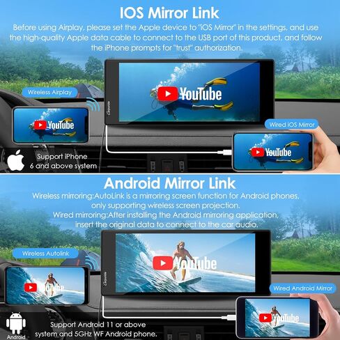 Carpuride W603D Motorcycle GPS Carplay Screen, Wireless CarPlay & Android Auto for Moto, with HD 1080P Dual Cameras, Remote Control，6.3" Waterproof Touchscreen, BT Trans, Loop Recording, Navigation in Saudi Arabia