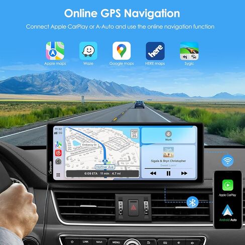 Carpuride W603D Motorcycle GPS Carplay Screen, Wireless CarPlay & Android Auto for Moto, with HD 1080P Dual Cameras, Remote Control，6.3" Waterproof Touchscreen, BT Trans, Loop Recording, Navigation in Saudi Arabia