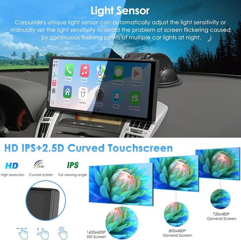 Carpuride W603D Motorcycle GPS Carplay Screen, Wireless CarPlay & Android Auto for Moto, with HD 1080P Dual Cameras, Remote Control，6.3" Waterproof Touchscreen, BT Trans, Loop Recording, Navigation in Saudi Arabia