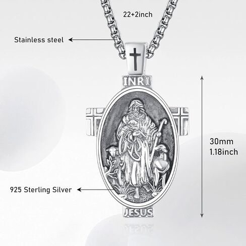 Jesus Necklace for Men 925 Sterling Silver Jesus Pendant Mens Christian Necklace Jewelry Gifts in Saudi Arabia