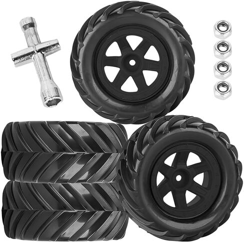 RC Wheels and Tires Set for 1/12 1/14 1/16 E-REVO MJXRC 16208 16209 16210 Off Road Monster TruckTRX E-REVO Summit HPI SAVAGEGT-2XS REDCAT Volcano-16,Rc Tires with Foam Inserts,Black in Kuwait