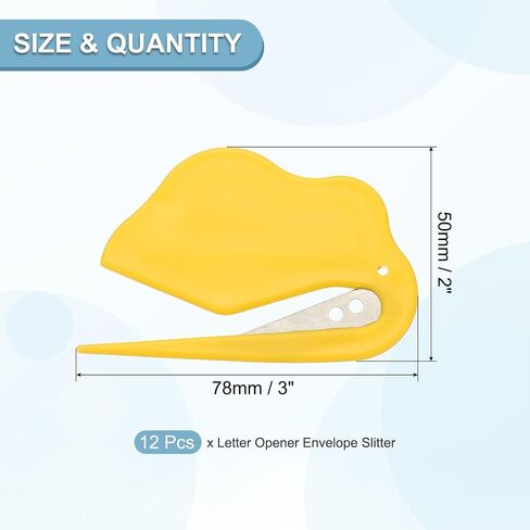 PATIKIL Letter Opener Envelope Slitter, 12Pcs Mail Slitter Safe Mail Opener for Women Paper Postal Package Home Office, Black/Yellow in Kuwait