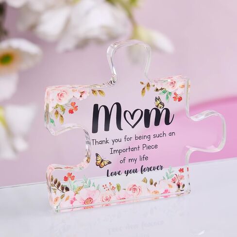 Gifts for Mom - Funny Mom Birthday Gifts from Daughter,Son - Engraved Acrylic Block Puzzle Piece Keepsake 4 x 3.3 inch,Mothers Day Thank You Gift for Women in Saudi Arabia