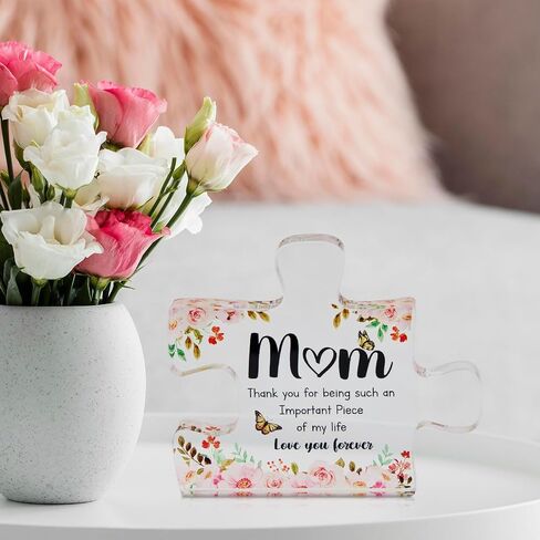 Gifts for Mom - Funny Mom Birthday Gifts from Daughter,Son - Engraved Acrylic Block Puzzle Piece Keepsake 4 x 3.3 inch,Mothers Day Thank You Gift for Women in Saudi Arabia