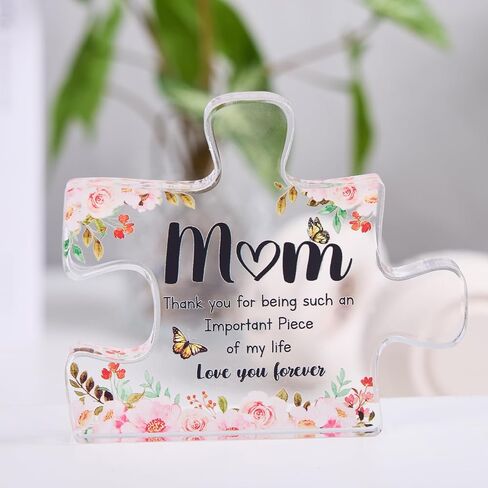 Gifts for Mom - Funny Mom Birthday Gifts from Daughter,Son - Engraved Acrylic Block Puzzle Piece Keepsake 4 x 3.3 inch,Mothers Day Thank You Gift for Women in Saudi Arabia