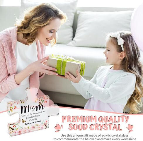 Gifts for Mom - Funny Mom Birthday Gifts from Daughter,Son - Engraved Acrylic Block Puzzle Piece Keepsake 4 x 3.3 inch,Mothers Day Thank You Gift for Women in Saudi Arabia