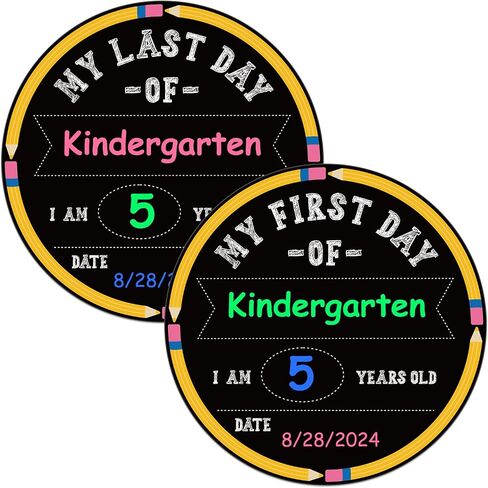 Petcee First and Last Day of School Chalkboard - 9.5 "× 12" العودة إلى لوحة المدرسة لتوقيع اليوم الأول من اليوم من هدايا صور رياض الأطفال في مرحلة ما قبل المدرسة للأطفال فتيات الفتيات in Kuwait