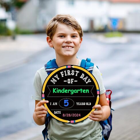 Petcee First and Last Day of School Chalkboard - 9.5 "× 12" العودة إلى لوحة المدرسة لتوقيع اليوم الأول من اليوم من هدايا صور رياض الأطفال في مرحلة ما قبل المدرسة للأطفال فتيات الفتيات in Kuwait