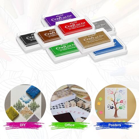 uxcell 3pcs Finger Ink Pad for Rubber Stamps Craft, 15 x 24" Washable Pigment Ink Pad Stamps for Footprint Handprint Stamping Paper Wood Fabric Scrapbooking, Yellow in Kuwait