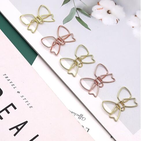 100PSC Bowknot Paper Clips Paperclips Paperclips Paperclips Clips Clips Clips Planner Clips Decorative Bow Paper Clips for School Office Home (Gold) in Kuwait